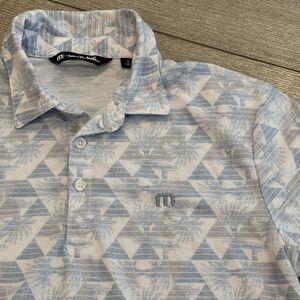 Travis Mathew Golf Polo Geometric Print Palm Tree All Over Print Mens Small